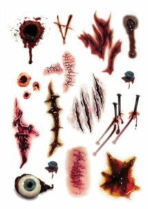 fausses blessures, faux tatouages blessures, fausses blessures Halloween, fausses cicatrices Halloween