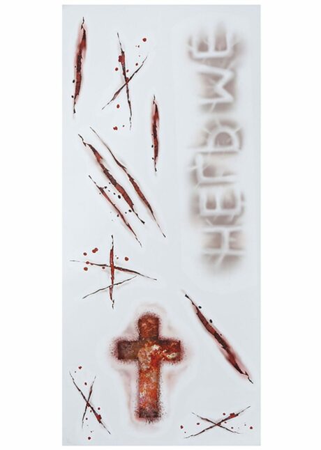 faux tatouage exorciste, faux tatouage blessure Halloween, Faux Tatouages Blessures de Possédé – Help Me