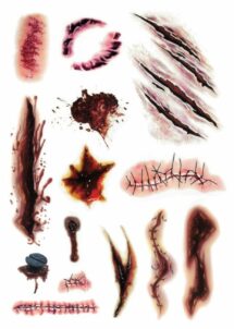 fausses blessures, faux tatouages blessures, fausses blessures Halloween, fausses cicatrices Halloween