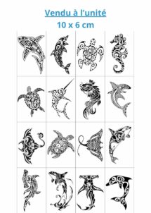 FAUX TATOUAGE MAORI POISSONS, faux tatouages animaux marins, tatouages éphémères polynésiens
