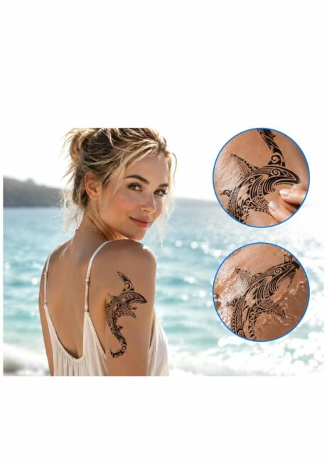 FAUX TATOUAGE MAORI POISSONS, faux tatouages animaux marins, tatouages éphémères polynésiens, Faux Tatouages Maori – Animaux Marins