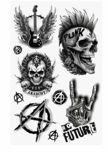 faux tatouage punk, faux tatouages, tatouages éphémères, Faux Tatouages Punk Rock
