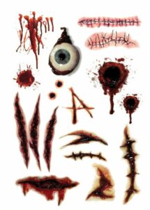fausses blessures, faux tatouages blessures, fausses blessures Halloween, fausses cicatrices Halloween