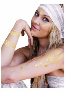 faux tatouages hippies, faux tatouages dorés, tatouages mandala, tatouages éphémère, Faux Tatouages Dorés Bohème – Attrape-Rêves et Plumes
