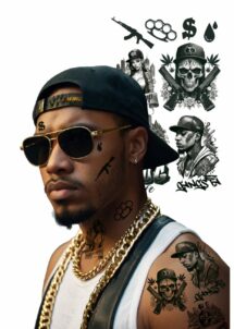 faux tatouage, tatouage éphémère gangsta, tatouage temporaire