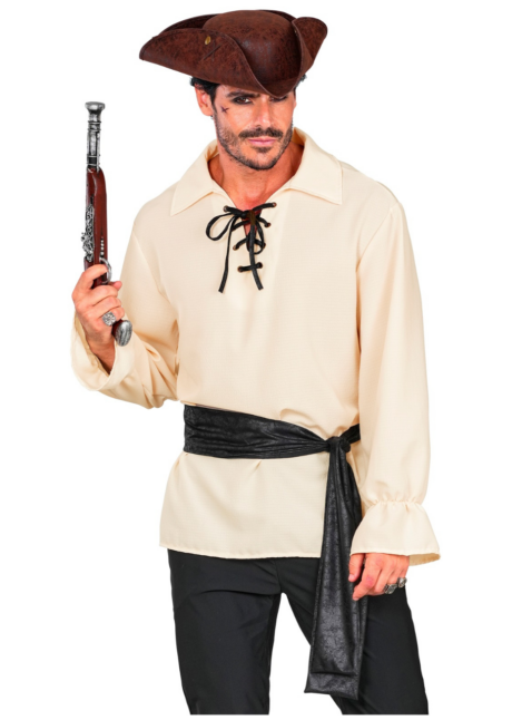 chemise de pirate pour homme, chemise pirate homme, chemise et ceinture pirate, Chemise de Pirate Écrue avec Ceinture