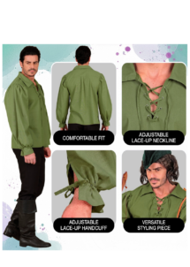 chemise médiévale homme, chemise robin des bois, chemise kak médiévale