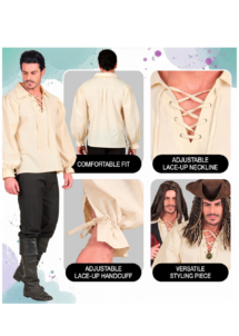 chemise médiévale homme, chemise pirate homme