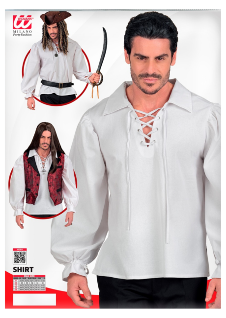 chemise de pirate blanche, chemise médiévale, chemise historique blanche, Chemise Médiévale Blanche à Laçage