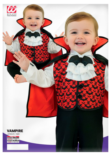 déguisement vampire bébé, costume vampire bébé, déguisement halloween bébé, Déguisement Vampire Bébé, Combinaison et Cape