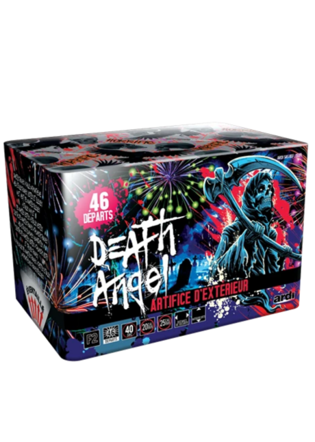 boite de feu d'artifice, feu d'artifice pour particulier Paris, feu d'artifice aux feux de la fête, Feu d&rsquo;Artifice Automatique Death Angel – 46 Coups, 40 s, 40 m