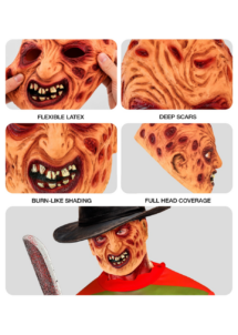 masque freddy, masque horreur Halloween, Masque Visage Brûlé en Latex
