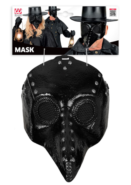 masque docteur de la peste, masque peste, Masque de Médecin de la Peste Noir et Rivets Argent