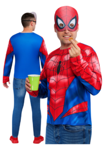 KIT DEGUISEMENT SPIDER-MAN ADULTE, t-shirt Spiderman, top et masque Spider-man adulte, top spiderman adulte, Kit Spider-Man Adulte, T-shirt Musclé avec Masque