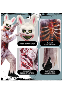 déguisement lapin zombie garçon, déguisement lapin tueur garçon, Déguisement de Lapin Tueur Ensanglanté, Combinaison et Masque, Garçon