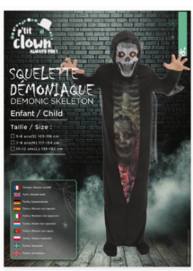 déguisement squelette garçon, déguisement halloween garçon, Déguisement de Squelette Démoniaque, Tunique et Masque Cagoule, Garçon