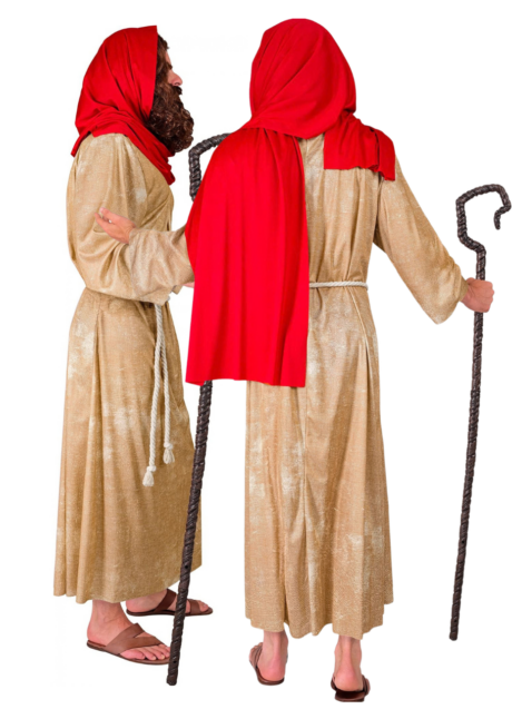 déguisement Jésus, déguisement messie, costume de jesus2683, Déguisement de Jésus avec Perruque et Barbe, Tunique et Châle Rouge