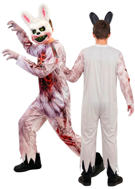 déguisement lapin zombie garçon, déguisement lapin tueur garçon, Déguisement de Lapin Tueur Ensanglanté, Combinaison et Masque, Garçon