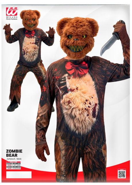 déguisement ours zombie halloween garçon, déguisement ours tueur garçon, Déguisement d’Ours Zombie, Combinaison et Masque, Garçon