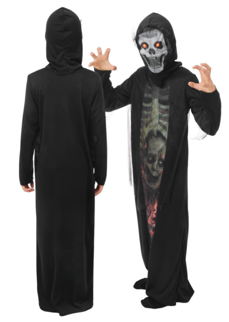 déguisement squelette garçon, déguisement halloween garçon, Déguisement de Squelette Démoniaque, Tunique et Masque Cagoule, Garçon