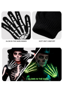 gants squelette phosphorescents, gants squelette adulte, gants squelette halloween