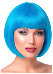 perruque femme bleu turquoise, perruque bleue courte femme