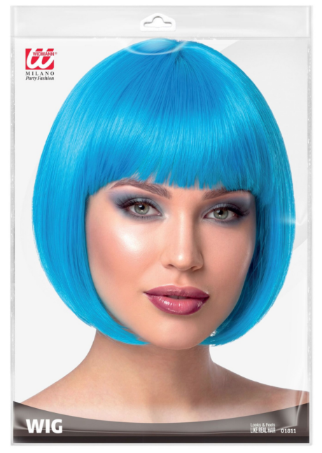 perruque femme bleu turquoise, perruque bleue courte femme, Perruque Turquoise Courte, Carré à Frange, Chanel