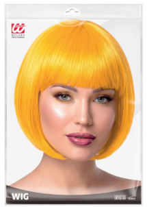 perruque jaune femme, perruque jaune carré court, Perruque Jaune Courte, Carré à Frange, Chanel