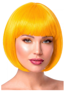 perruque jaune femme, perruque jaune carré court