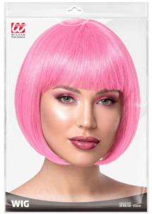 perruque rose femme, perruque rose clair carré frange, perruque femme rose, Perruque Rose Clair Courte, Carré à Frange, Chanel