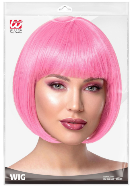 perruque rose femme, perruque rose clair carré frange, perruque femme rose, Perruque Rose Clair Courte, Carré à Frange, Chanel