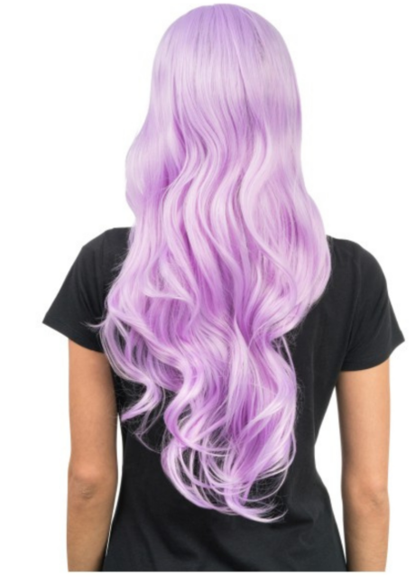 perruque violette longue, perruque violette ondulée, perruque violette pastel, Perruque Violet Pastel Longue Ondulée, Qualité Naturelle, Luna