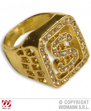 bague dollar, bague bling bling, fausse bague dollar, fausse chevalière dorée, fausse bague or et diamant, bague dollar pas cher Bague Dollar, Strass