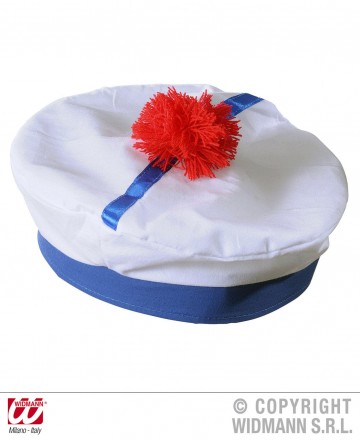 chapeau de matelot, bob marin, bob de la marine, béret de marin, béret de marine avec pompon, chapeau de matelot, accessoires déguisement marin Bob Marin, Pompon Rouge